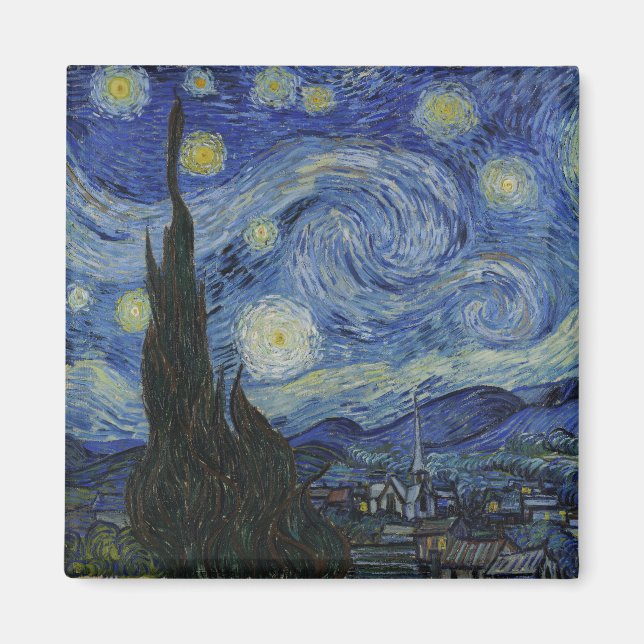 The Starry Night, oil painting, Vincent Van Gogh Magnet (Front)