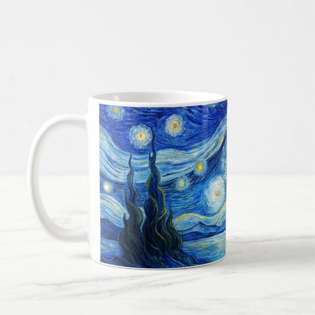 The Starry Night Over Calm Ocean Coffee Mug (Left)