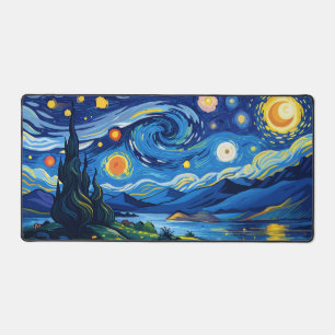 The Starry Night Over Calm Ocean Desk Mat