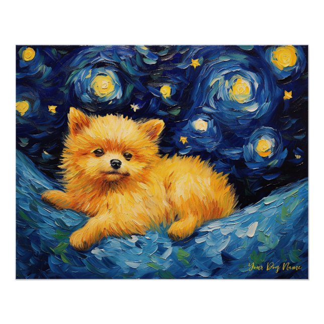 The starry night - Pomeranian Puppy Dog 002 - Qian Poster (Front)