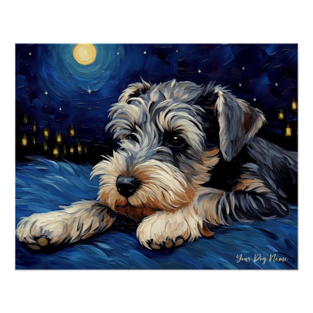 The starry night - Schnauzer Dog 001 - Qian wan Go Poster (Front)