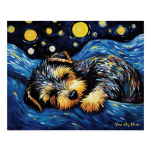 The starry night - Schnauzer Dog 002 - Qian wan Go Poster