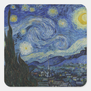 The Starry Night Square Sticker