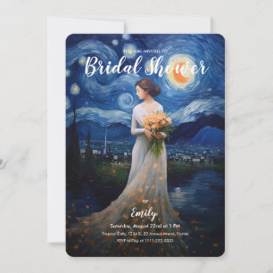The Starry Night Theme Bridal Shower   Wedding Invitation