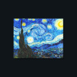 The Starry Night | Van Gogh | Canvas Print<br><div class="desc">The Starry Night is an oil-on-canvas painting by the Dutch Post-Impressionist painter Vincent van Gogh. Painted in June 1889,  it depicts the view from the east-facing window of his asylum room at Saint-Rémy-de-Provence,  just before sunrise,  with the addition of an imaginary village.</div>