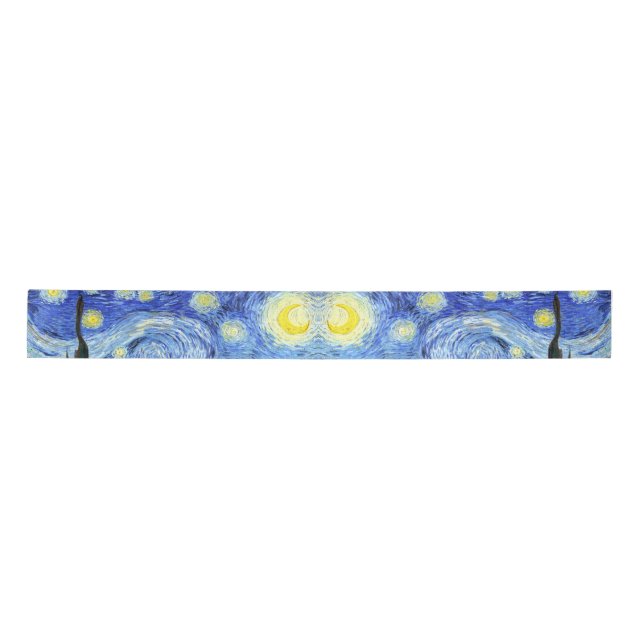 The Starry Night Van Gogh Impressionism Ribbon Satin Ribbon (Front)