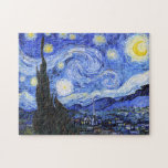 The Starry Night Van Gogh Jigsaw Puzzle<br><div class="desc">An oil painting by the Dutch master Vincent Van Gogh(1853-1890) Probably his most famous painting, Van Gogh painted 'The Starry Night' in 1889 from memory while in an asylum in France where he checked himself in for depression.The scene depicts the view from his bedroom window. In the painting there is...</div>