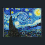 The Starry Night - Van Gogh Postcard<br><div class="desc">The Starry Night is an oil on canvas painting by Dutch Post-Impressionist painter Vincent van Gogh. Painted in June 1889,  it depicts the view from the east-facing window of his asylum room at Saint-Rémy-de-Provence,  just before sunrise,  with the addition of an imaginary village</div>