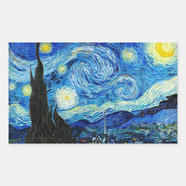 The Starry Night - Van Gogh Rectangular Sticker (Front)