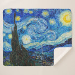 The Starry Night | Van Gogh | Sherpa Blanket<br><div class="desc">The Starry Night is an oil-on-canvas painting by the Dutch Post-Impressionist painter Vincent van Gogh. Painted in June 1889,  it depicts the view from the east-facing window of his asylum room at Saint-Rémy-de-Provence,  just before sunrise,  with the addition of an imaginary village.</div>