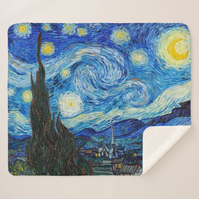 The Starry Night | Van Gogh | Sherpa Blanket (Front (Horizontal))