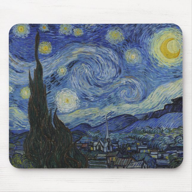 The Starry Night (Vincent van Gogh) (Famous Art) Mouse Mat (Front)