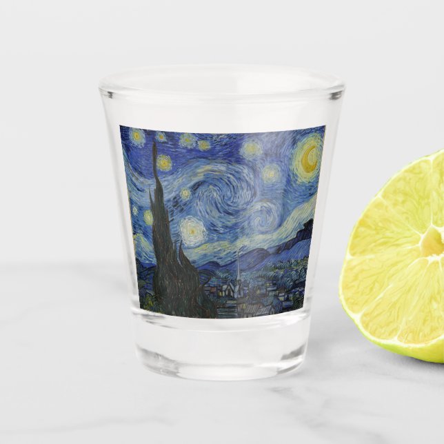 The Starry Night (Vincent van Gogh) (Famous Art) Shot Glass (Front)