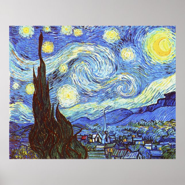 The Starry Night, Vincent van Gogh Poster (Front)