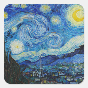 The Starry Night - Vincent Van Gogh Square Sticker