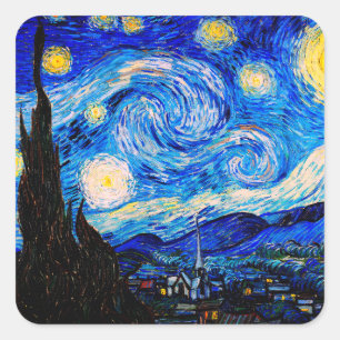 The Starry Night Vincent Van Gogh Square Sticker