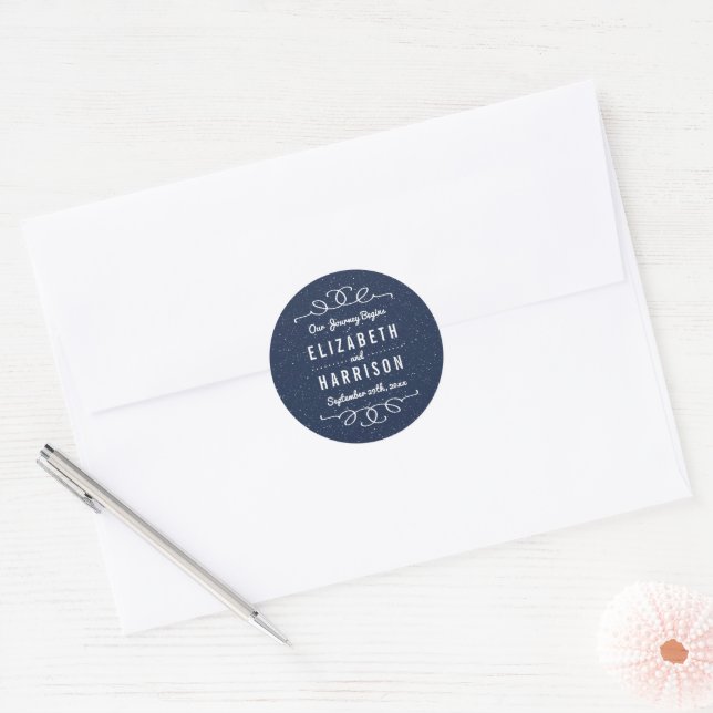 The Starry Night Wedding Collection - Favour Classic Round Sticker (Envelope)