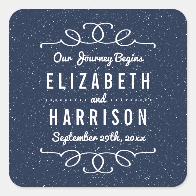The Starry Night Wedding Collection - Favour Square Sticker (Front)