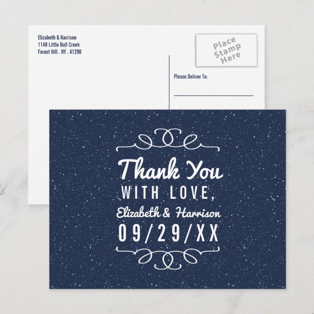 The Starry Night Wedding Collection - Thank You Postcard (Front/Back)