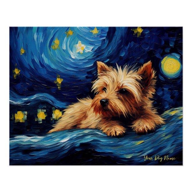 The starry night - Yorkshire Terrier Dog 001 - Qia Poster (Front)