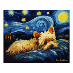 The starry night - Yorkshire Terrier Dog 003 - Qia Poster
