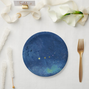 The starry sky illustration Paper Plate