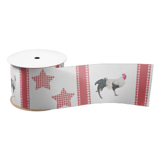 The Stars And Roosters Country Decor Satin Ribbon