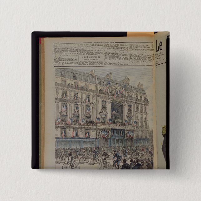 The start of the Paris-Brest bicycle race 15 Cm Square Badge (Front)