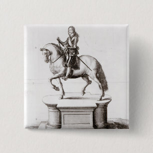 The statue of King Charles at Charing Cross 15 Cm Square Badge