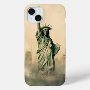 The Statue of Liberty emerges from the fog iPhone 15 Mini Case