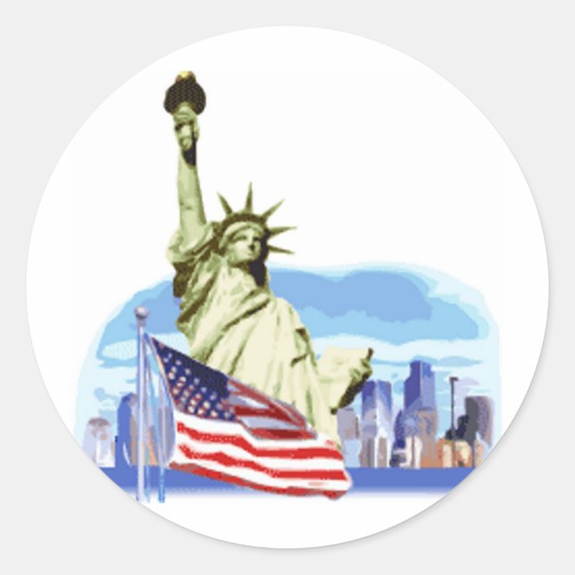 The statue of liberty in New York city Classic Round Sticker (Front)