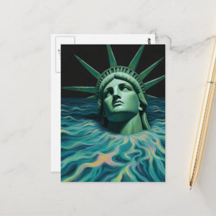 The Statue of Liberty Melts Surreal Postcard