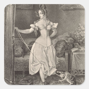 The Stay-lace, engraved by Alfred Leon Lemercier ( Square Sticker