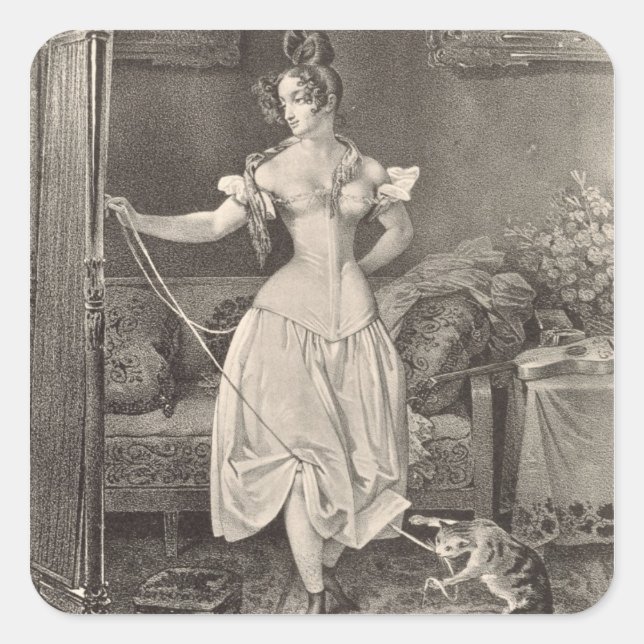 The Stay-lace, engraved by Alfred Leon Lemercier ( Square Sticker (Front)