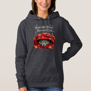 The Stealthy & Starchy: Russian Blue Ninja Cat Hoodie