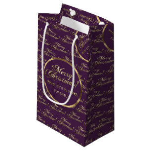 The Stephens Family Christmas Purple Faux Gold Small Gift Bag