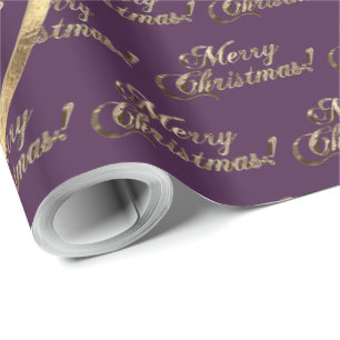 The Stephens Family Purple Faux Gold Foil Script Wrapping Paper