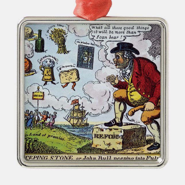 The Stepping Stone,John Bull peeping into Metal Tree Decoration (Front)