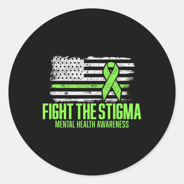 The Stigma American Flag Mental Health Awareness  Classic Round Sticker (Front)
