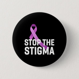 The Stigma End Addiction Purple Ribbon Awareness 6 Cm Round Badge