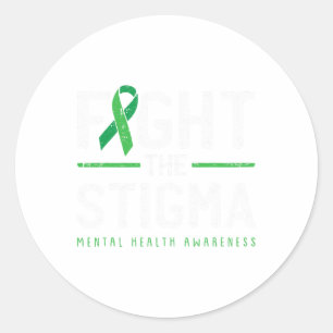 The Stigma Mental Health Awareness Green Ribbon 1  Classic Round Sticker