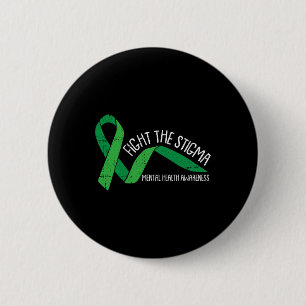 The Stigma Mental Health Awareness Green Ribbon 6 Cm Round Badge