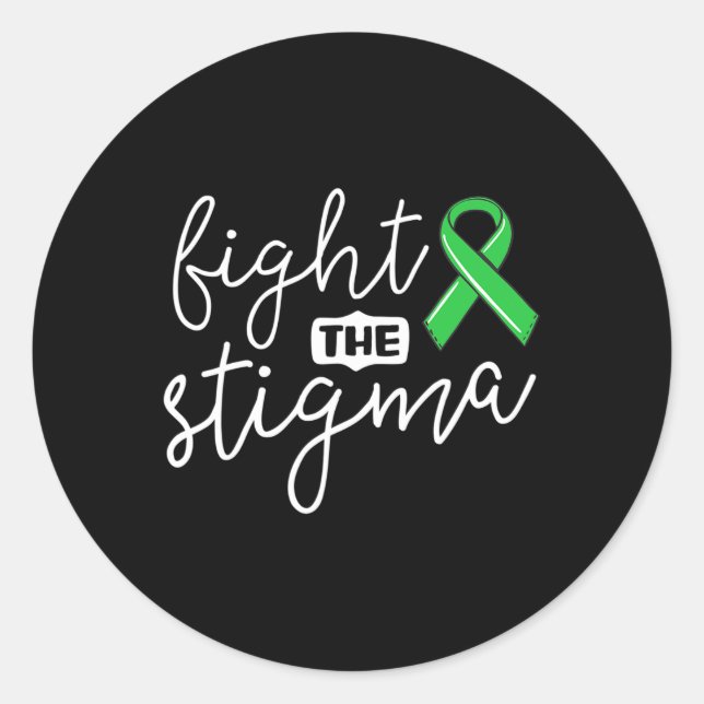 The Stigma Mental Health Awareness Green Ribbon  Classic Round Sticker (Front)