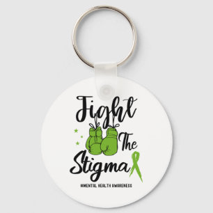 The Stigma Mental Health Awareness May Green Ribbo Key Ring