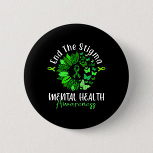 The Stigma Mental Health Awareness Ribbon Butterfl 6 Cm Round Badge