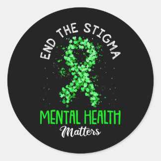 The Stigma Mental Health Problems Ribbon Awareness Classic Round Sticker