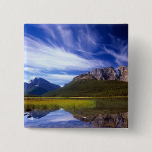The still waters of Waterfowl Lake make a 15 Cm Square Badge