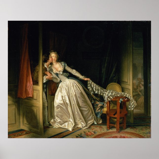 The Stolen Kiss by Jean-Honoré Fragonard Poster (Front)