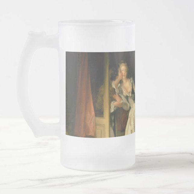 The Stolen Kiss Fragonard Frosted Glass Beer Mug (Left)