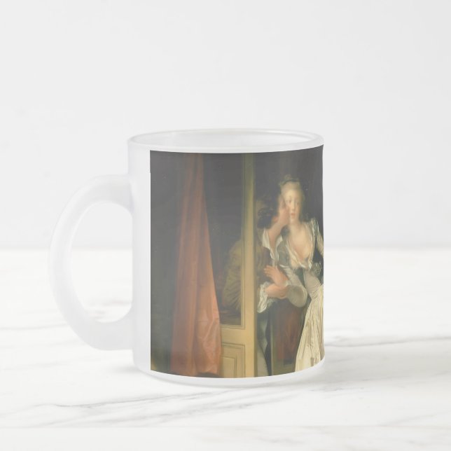 The Stolen Kiss Fragonard Frosted Glass Coffee Mug (Left)